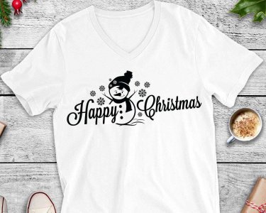 Happy Christmas Snow Man SVG, Christmas SVG, Winter SVG, Modern Holiday, Snow Man Clip Art, Cricut Files, Digital Download