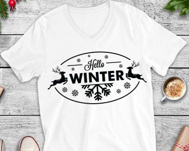 Hello Winter, Winter SVG, Seasons SVG, Holiday SVG, Reindeer Clip Art, Cricut Files, Digital Download