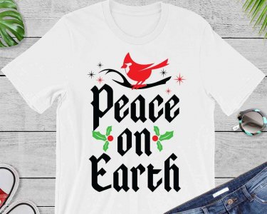 Peace on earth SVG, Red Cardinal SVG, Merry Christmas SVG, Winter SVG, Modern Holiday, Cardinal Clip Art, Tshirt Design, Decals And Stickers, Cricut Files, Digital Download