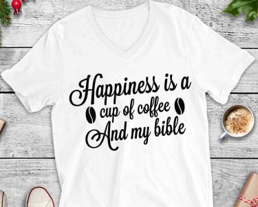 Happiness Is A Cup Of Coffee And My Bible SVG, Faith SVG, Tshirt Design, Decals And Stickers, Cricut Files, Digital Download