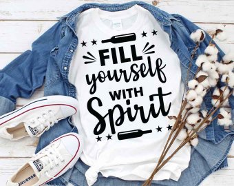 Fill Yourself With Spirit SVG, Wine SVG, Wine Clip Art, Tshirt Design, Decals And Stickers, Cricut Files, Digital Download