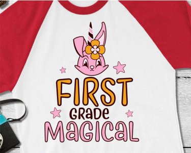 First Grade Magical, School SVG, Bunny Clip Art, SVG Files For Silhouette, Decals And Stickers, Cricut Files, Instant Digital Download.