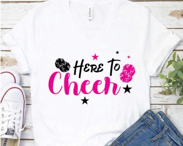 Here To Cheer SVG, Cheerleader SVG, Cheer SVG, Pom-Pom Clip Art, SVG Files For Silhouette, Decals And Stickers, Cricut Files, Instant Digital Download.