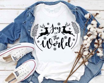 Joy To The World SVG, Winter SVG, Seasons SVG, Holiday SVG, Reindeer Clip Art, Cricut Files, Digital Download