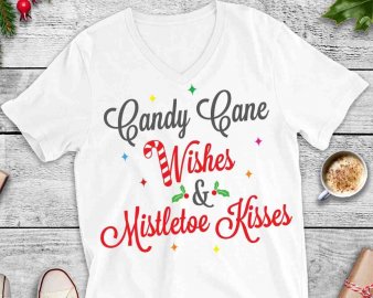 Candy Cane Wishes & Mistletoe Kisses SVG, Merry Christmas SVG, Winter SVG, Modern Holiday, Candy Cane Clip Art, Cricut Files, Digital Download