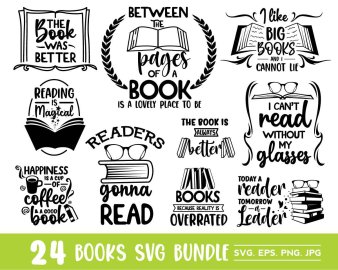 Books SVG Bundle, Book Lover SVG, The Book Was Better SVG, Cricut Files, Instant Download