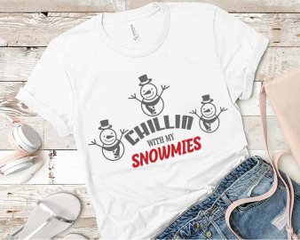Chillin With My Snowmies SVG, Christmas SVG, Snow Man Clip Art, Cricut Files, Silhouette Files, Digital Download