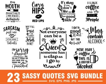Sassy Quotes SVG Bundle, Keep It Sassy SVG, May Contain Alcohol SVG, Cricut Files, Instant Download