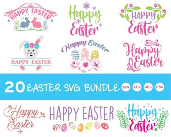 Easter SVG Bundle, Happy Easter SVG, Happy Easter Egg SVG, Cricut Files, Instant Download