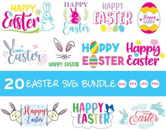 Easter SVG Bundle, Happy Easter SVG, Happy Easter Egg SVG, Cricut Files, Instant Download