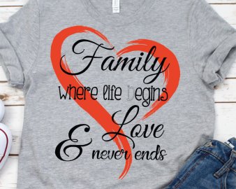 Family Where Life Begins and Love Never Ends SVG, Family SVG,  svg cutting file Cricut and Silhouette
