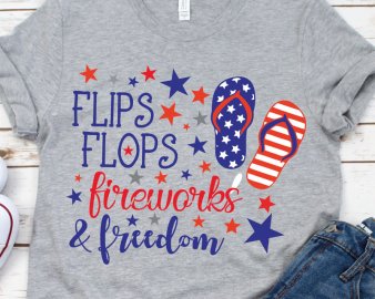 4th of July Flip Flops SVG, Fireworks SVG, Freedom SVG, Digital Download/Cricut, Silhouette, dxf file formats