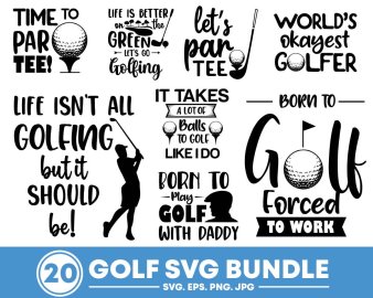Golf SVG Bundle, Born To Play Golf With Daddy SVG, Let's Par Tee SVG, Cricut Files, Instant Download