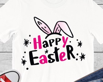 Happy Easter SVG, Easter SVG, Easter Bunny Ears Svg, Easter Cut File for Cricut, Silhouette, Digital Download
