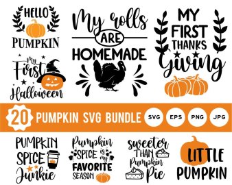 Pumpkin SVG Bundle, I'm Just Here For The Pie SVG, Happy Halloween SVG, My Thanksgiving SVG, My First Halloween SVG, Cricut Files, Instant Download