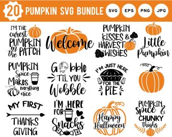 Pumpkin SVG Bundle, I'm Just Here For The Pie SVG, Happy Halloween SVG, My Thanksgiving SVG, My First Halloween SVG, Cricut Files, Instant Download