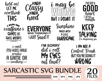 Sarcastic SVG Bundle, I Put The Pro In Procrastinate SVG, Thou Shalt Not Try Me SVG, Sunshine Mixed With A Little Hurricane SVG, Cricut Files, Instant Download
