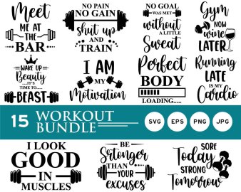 Workout SVG Bundle, Don't Stop Until You're Proud SVG, Eat Sleep Gym Repeat SVG, Coffee And Cardio SVG, Cricut Files, Instant Download