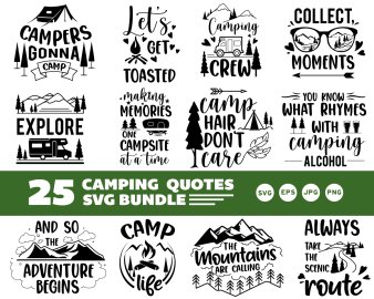 Camping SVG Bundle, Camping Vector Printable Clipart, Adventure SVG Bundle, Decals And Stickers, Cricut Files, Instant Download