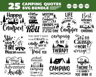 Camping SVG Bundle, Camping Vector Printable Clipart, Adventure SVG Bundle, Decals And Stickers, Cricut Files, Instant Download