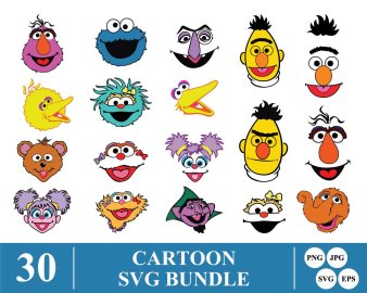 Cartoon SVG Bundle, Cartoon Face SVG Bundle, Cartoon Face Vector Bundle, Decals And Stickers, Cricut Files, Instant Download