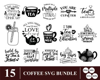 Coffee SVG Bundle, You Are My Cup Of Tea SVG, But First Tea SVG, Tea SVG Bundle, Decals And Stickers, Cricut Files, Instant Download