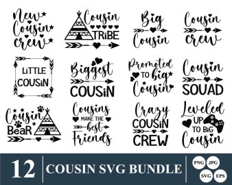 Cousin SVG Bundle, Little Cousin SVG, Cousin Squad SVG, Big Cousin SVG, Decals And Stickers, Cricut Files, Instant Download