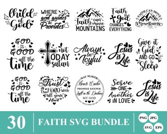 Faith SVG Bundle, Blessed Mama SVG, Wake Pray Slay SVG, Decals And Stickers, Cricut Files, Instant Download