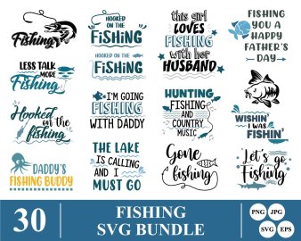 Fishing SVG Bundle, Hooked On The Fishing SVG, Wishin I Was Fishin SVG, Daddy's Fishing Buddy SVG, Decals And Stickers, Cricut Files, Instant Download