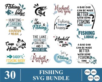 Fishing SVG Bundle, Hooked On The Fishing SVG, Wishin I Was Fishin SVG, Daddy's Fishing Buddy SVG, Decals And Stickers, Cricut Files, Instant Download