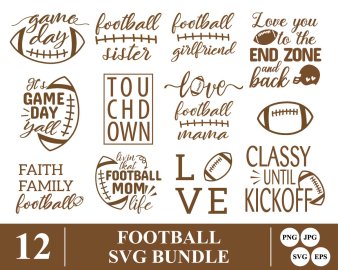Football SVG Bundle, Football Sister SVG, Football Mom Life SVG, 12 Football SVG Bundle, Decals And Stickers, Cricut Files, Instant Download