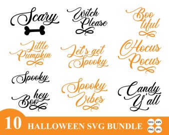 Halloween SVG Bundle, Let's Get Spooky SVG, Spooky Hey Boo SVG, Hocus Pocus SVG, Decals And Stickers, Cricut Files, Instant Download