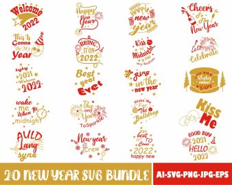 Free New Year 2022 SVG Bundle, 2022 SVG Bundle, Celebration 2022 SVG Bundle, New Year 2022 Cricut Files
