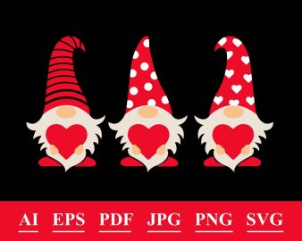 Valentine gnomes svg, Valentine gnomes clip art, Valentine gnomes cut file, Valentines day svg, Valentine gnomes Cricut Files, Decals And Stickers, Instant Download