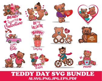 valentine day svg bundle, Teddy bear clip art, Teddy bear cut file, Teddy bear svg, Teddy love svg, Cricut Files, Decals And Stickers, Instant Download