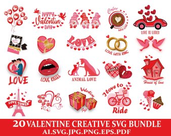 Valentine's day svg bundle, Valentine's day clip art, Valentine's day cut file, Cricut Files, Decals And Stickers, Instant Download