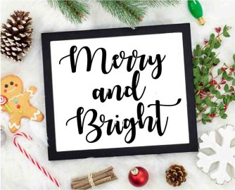Merry and bright png, Christmas png, png files, vector file