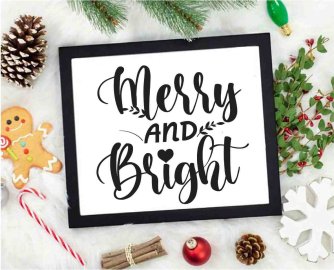 Merry and Bright png, Christmas png, png files, vector file