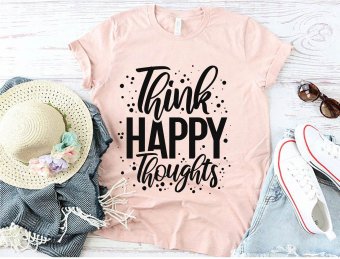Think happy thoughts SVG, Motivational SVG, SVG Files, Cricut file, Silhouette Studio files