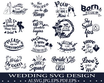 Wedding svg bundle, Wedding svg, Wedding clipart, Wedding cut file,