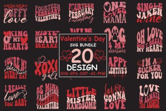 Retro Valentine day SVG Bundle